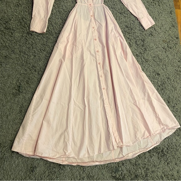 Nina Ricci Open Back Cotton Silk Blend Poplin Midi Shirt Dress In Pink 36 $1,790 - Picture 8 of 16